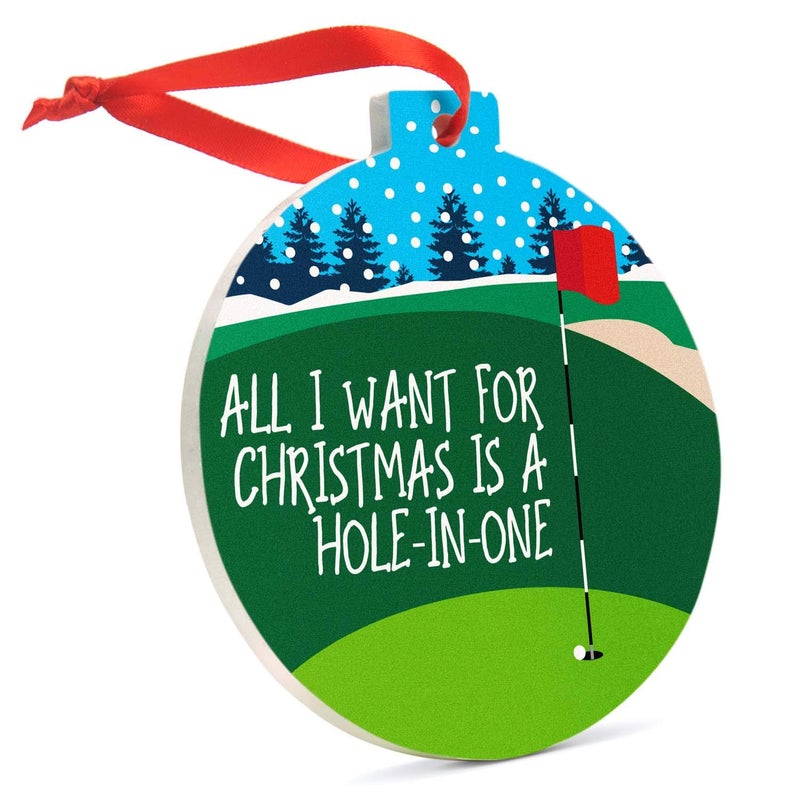 ChalkTalkSPORTS Golf Round Ceramic Ornament | Hole in One - Image 1
